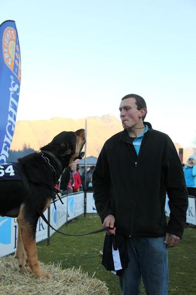 John Broughton of Ohai and his Hunterway Manson win best bark in the Speight's Dog Barking contest
